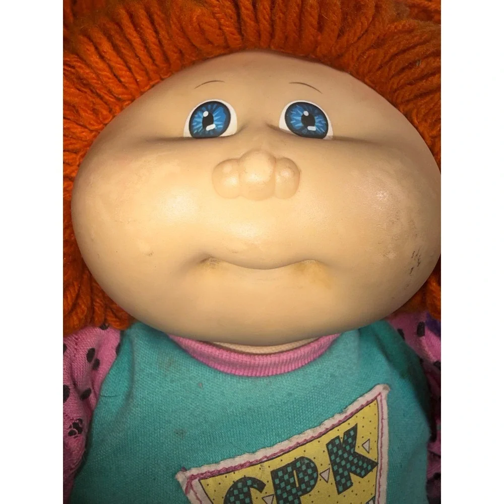 Vintage 1982 Cabbage Patch Kids Doll Coleco Orange Yarn Hair Blue Eyes‎ Outfit